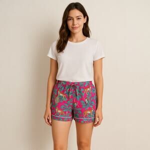 Haute Dreamz Jungle Print Leopard Sleep Lounge Cotton Pajama Shorts Size L